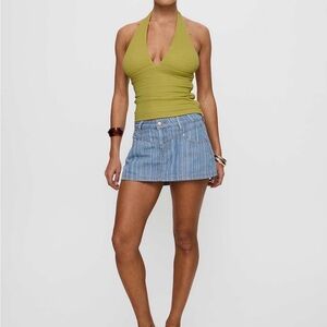 Blue Striped Mini Denim Skort